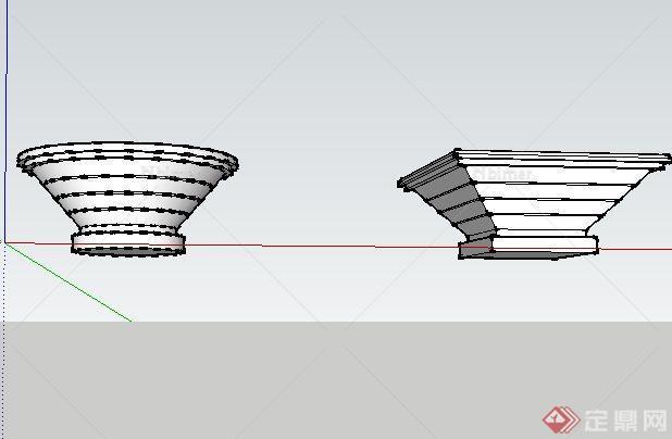 景观圆形花钵和方形花钵SketchUp(SU)3D模型
