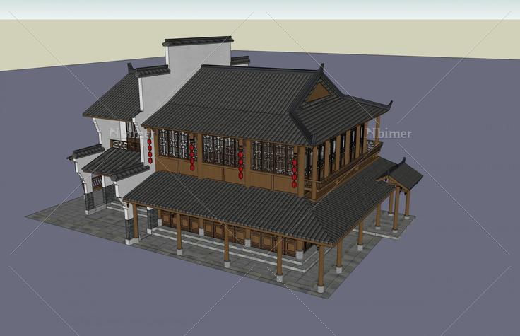 中式小酒楼(50380)su模型下载