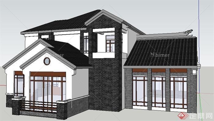 现代中式风格商业用房建筑设计su模型