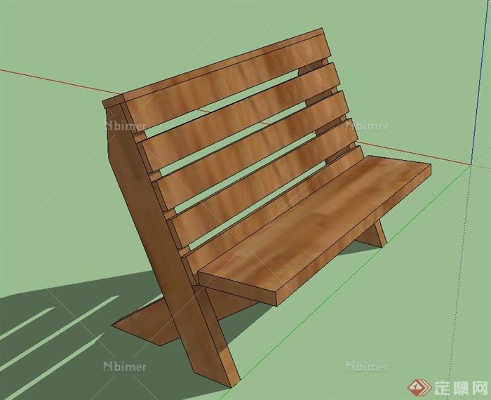 一条木凳设计SU模型