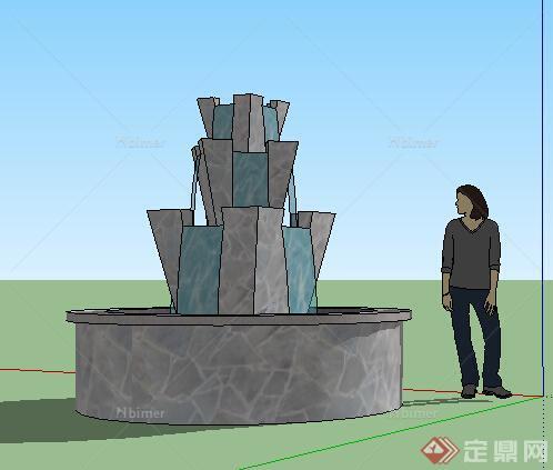 园林景观之喷泉水景设计方案SU模型8