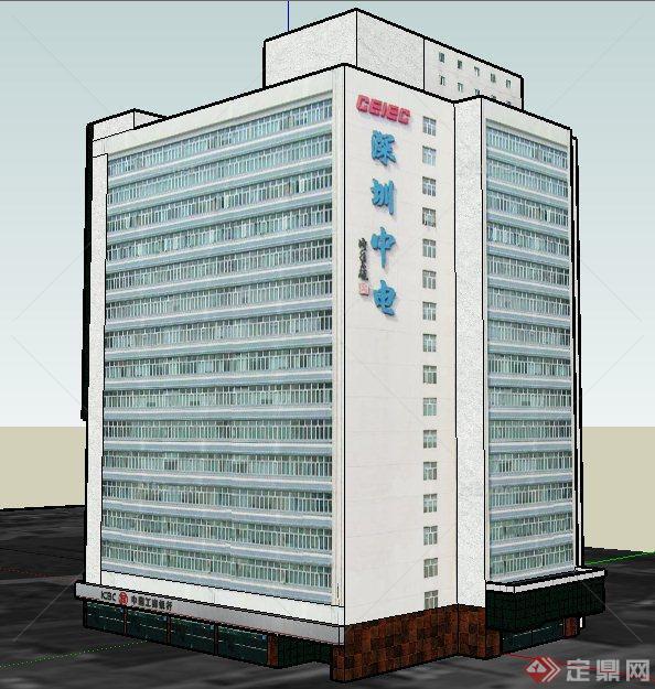 现代高层综合办公大楼建筑设计SU模型