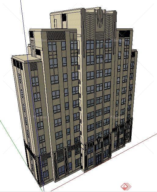 现代高层公寓楼居住建筑设计su模型
