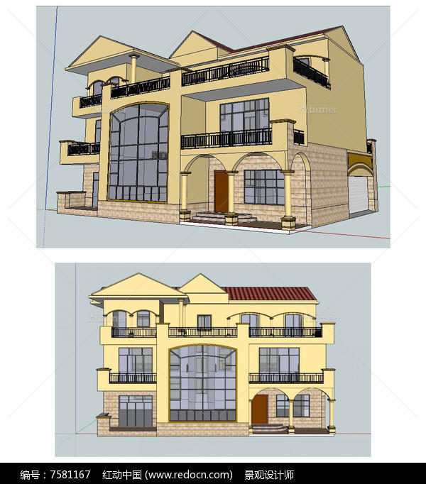 地中海别墅建筑草图大师SU模型