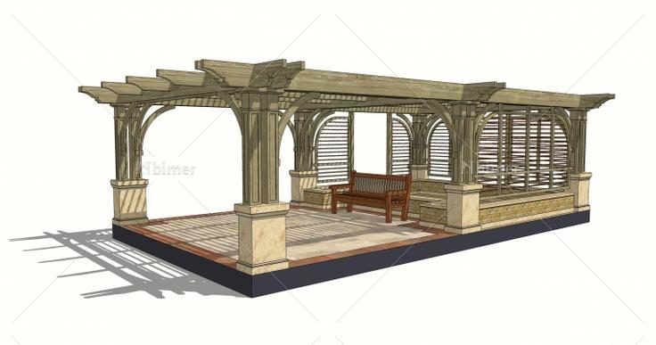 分享一套木廊架组合，附SketchUp模型下载