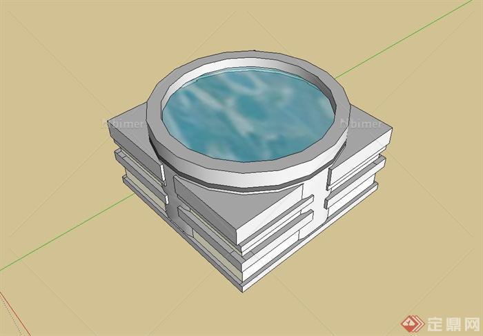 正方体水钵设计su模型