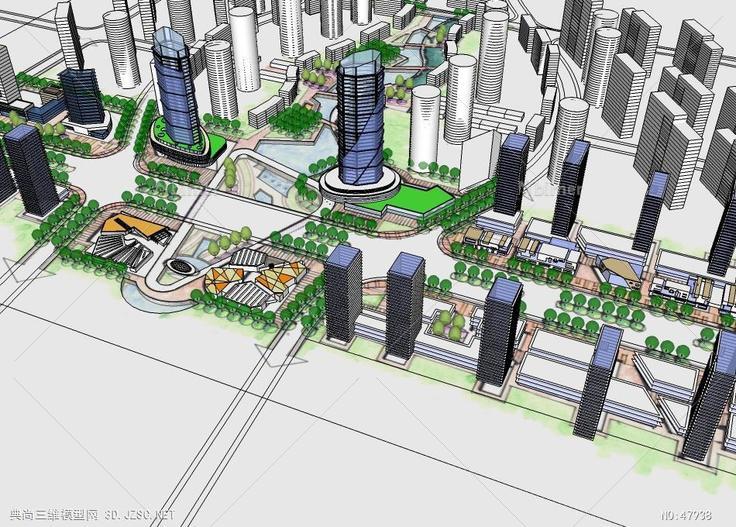 商业街城市概念设计商业规划 su模型 3d