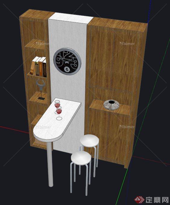 室内吧台柜设计SU模型