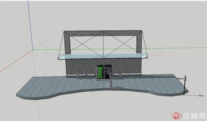 现代风格独特详细车站廊设计su模型[原创]