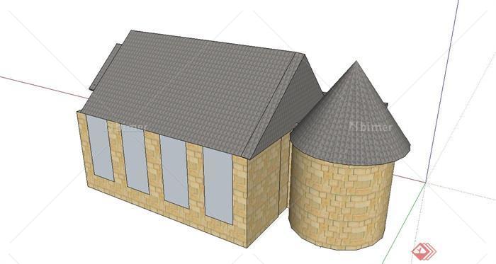 单层住宅建筑房子设计su模型