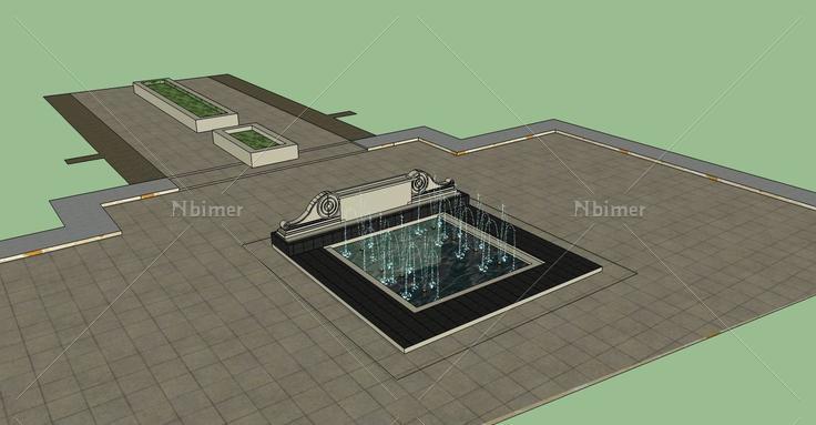 景观-喷水池(73509)su模型下载