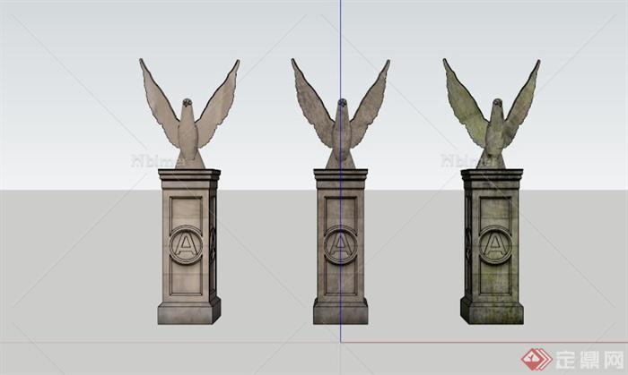 新古典和平鸽雕塑小品组合SU模型