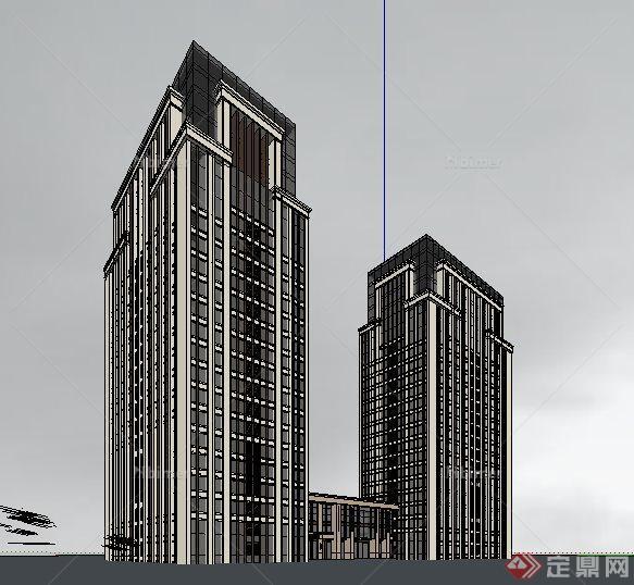 古典风格高层写字楼建筑设计su模型[原创]