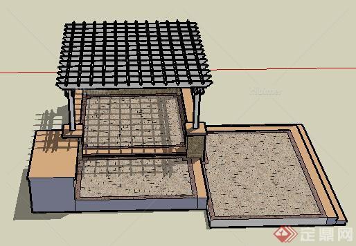 园林景观之现代廊架设计su模型19