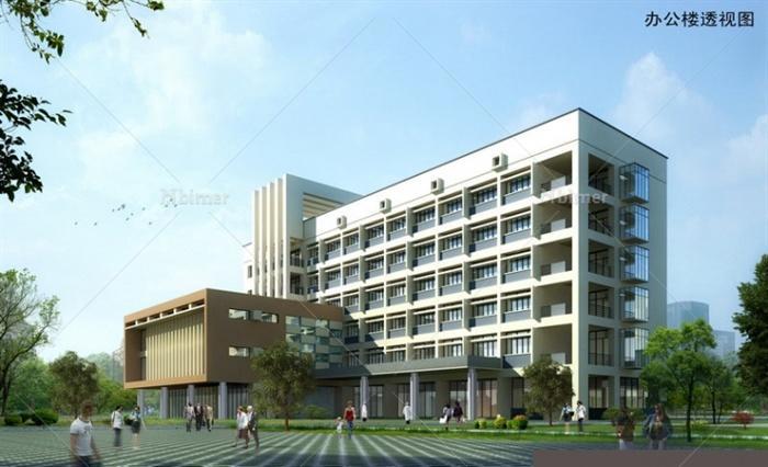 某现代风格大型医院建筑设计SU模型含JPG效果图[