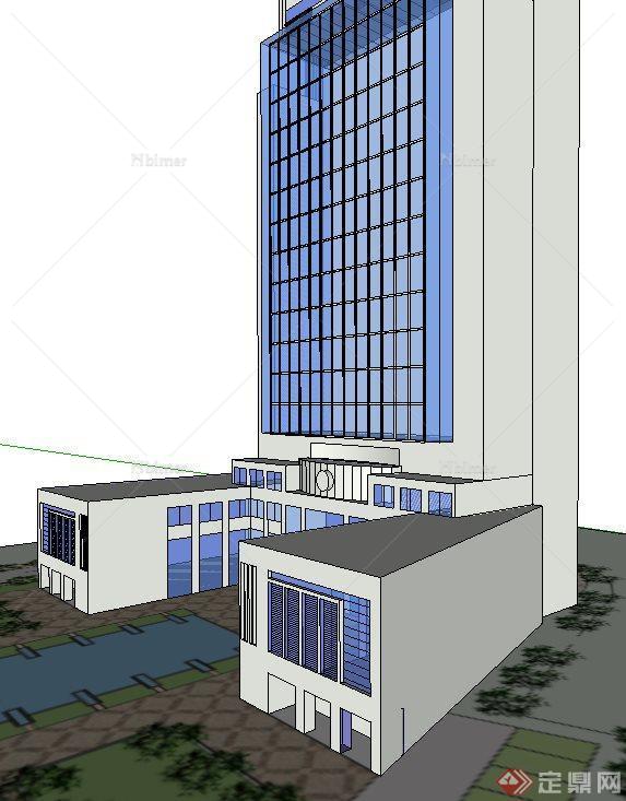 江西某现代风格办公大楼建筑设计方案图(含SU模型