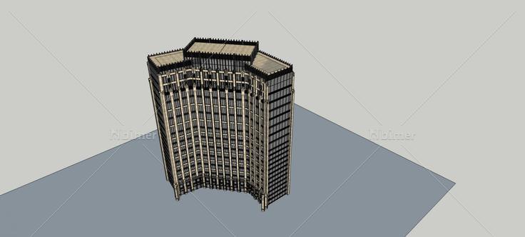 新古典风格高层办公楼(75683)su模型下载