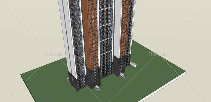 现代超高层住宅楼(36312)su模型下载