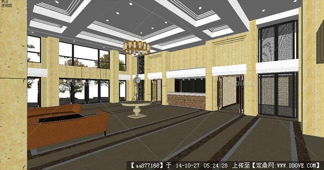 酒店接待大厅装潢方案精致SU模型