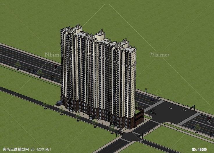 欧式ADECO商住楼高层住宅 su模型 3d