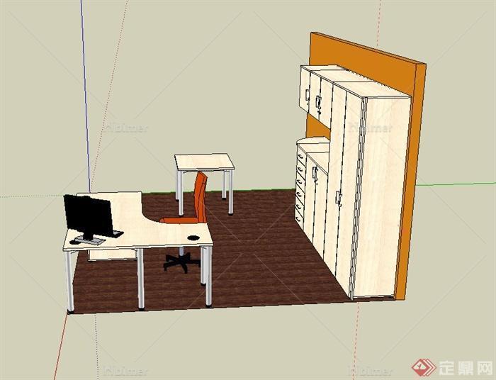 现代风格办公桌椅、柜子、桌子设计su模型[原创]
