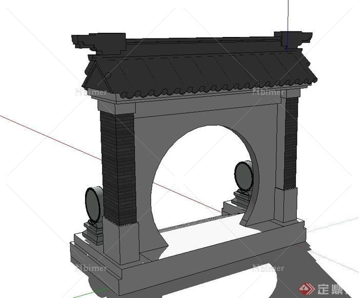 园林景观庭院门设计SU模型