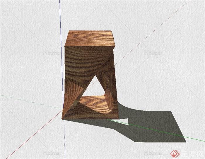 某现代风格木质坐凳设计su模型