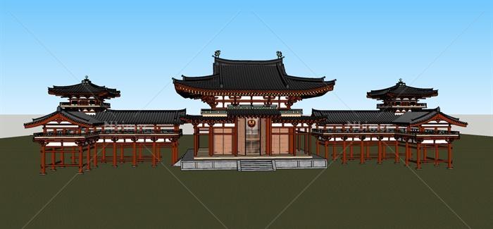 某地寺庙建筑设计SU模型[原创]