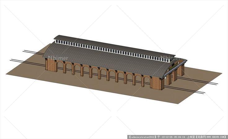 火车修理房建筑SU模型