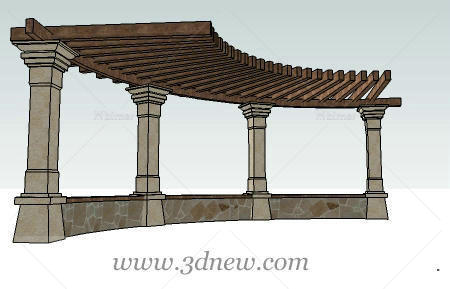 小半圆廊架sketchup模型下载