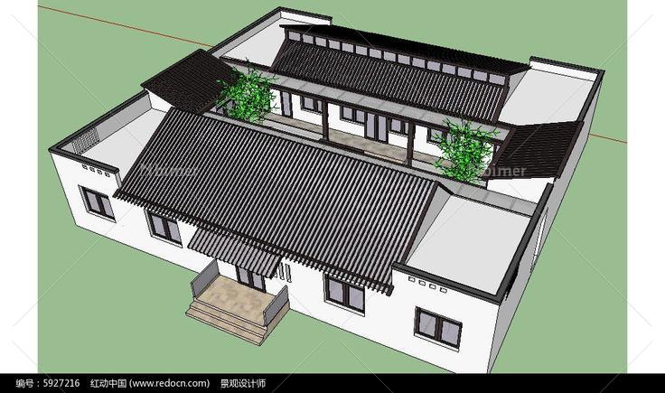中式合院建筑草图大师SU模型
