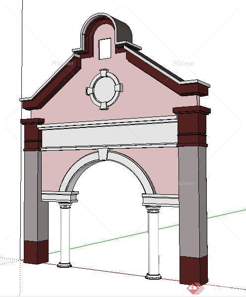 欧式风格景观大门设计su模型