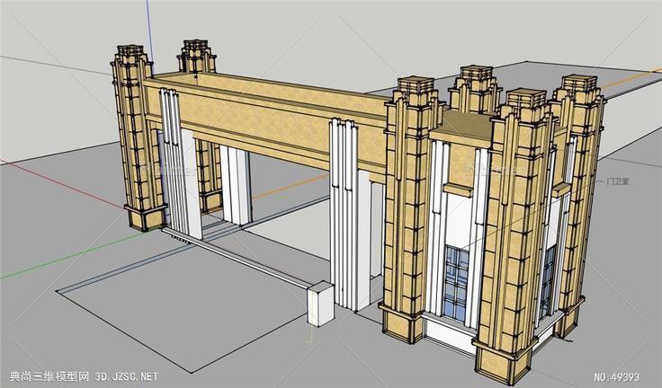 qwe门卫保安室 su模型3d