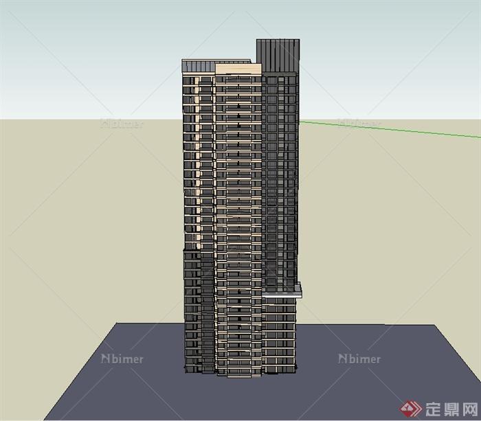 某现代风格详细完整的高层居住楼设计su模型[原创