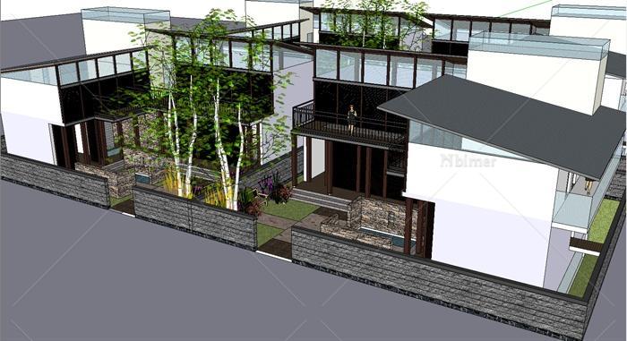 某庭院小别墅建筑景观设计sketchup模型[原创]