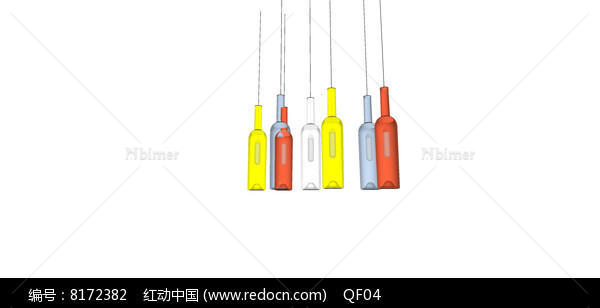 彩色玻璃瓶吊灯模型