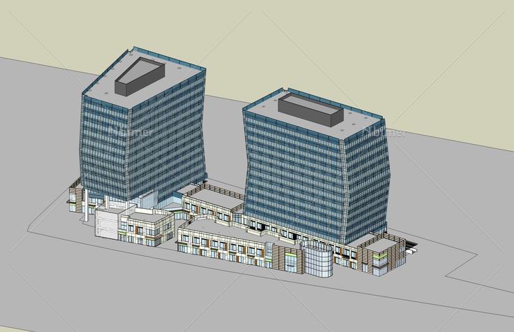 现代高层商业办公楼(48909)su模型下载