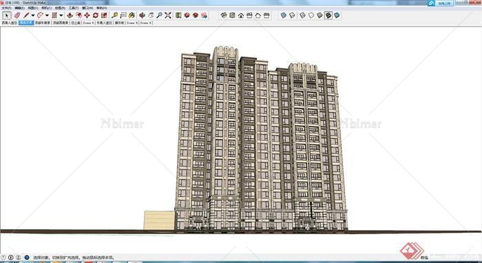 现代风格高层住宅单元楼建筑设计SU模型