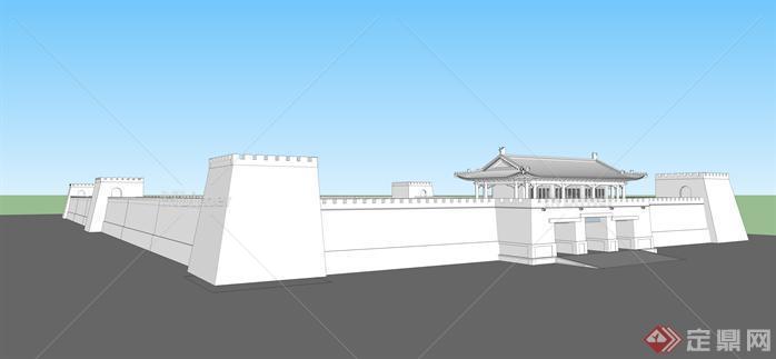 某古城墙建筑设计方案su模型