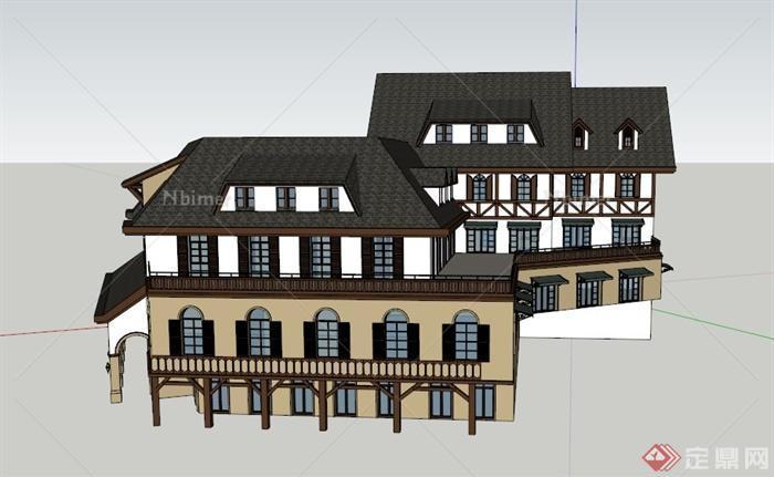 某欧式多层商住房建筑设计SU模型
