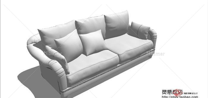 某现代风格皮质沙发设计SU模型[原创]