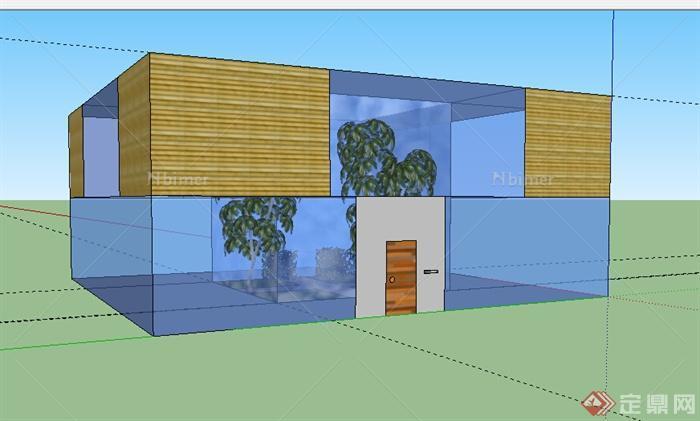 某室外玻璃别墅建筑设计SU模型