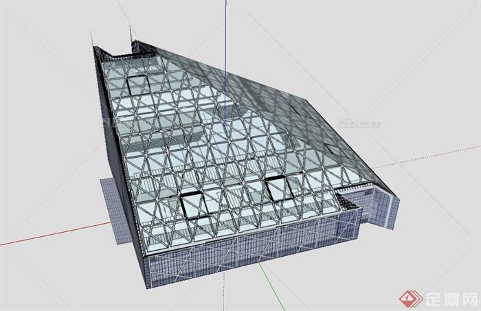 某现代不规则形状商城购物中心建筑设计SU模型