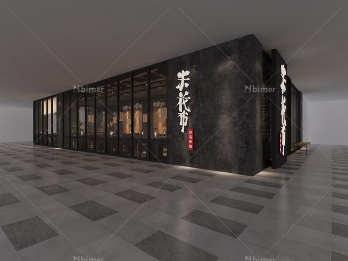 中式风格米线店餐厅室内设计3dmax模型（带效果图