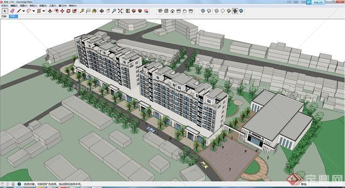 某七层商住楼建筑设计SU模型