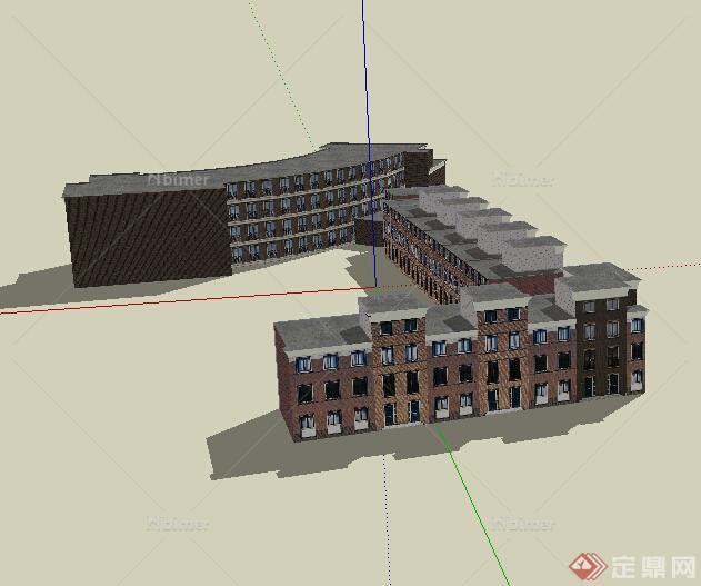 某现代风格住宅楼建筑设计su模型参考