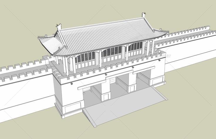 中式--城门(38751)su模型下载