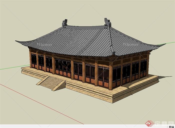 某古典中式分风格老住宅建筑设计su模型[原创]