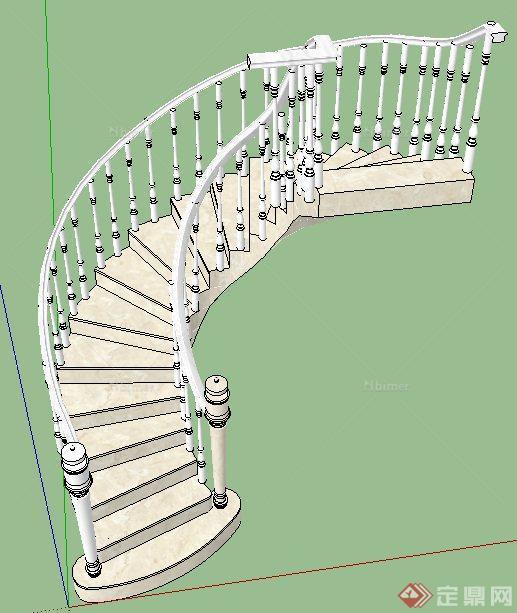 欧式风格旋转楼梯su模型
