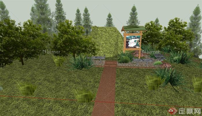 某园林庭院花园设计SU模型1